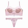 Set reggiseno francese in pizzo ultra sottile, sexy tipo U, bella biancheria intima posteriore per le donne, ricamo, fiori, bralette, reggiseno romantico, perizoma