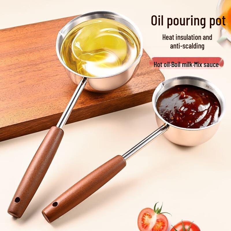 Wutuo Stainless Steel Long Handle Oil Pot with Anti-Scald Handle