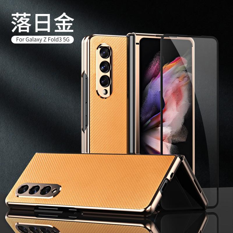 Galaxy Z Fold3 Case Full Cover Protective Leather PC Hybrid With Kickstand W22 Foldable Phone