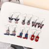1 Pair American Flag Butterfly Boots Yeah Cowboy Hat Angle Wing Drop Earrings For USA Patriot Party Jewelry Festival Gift