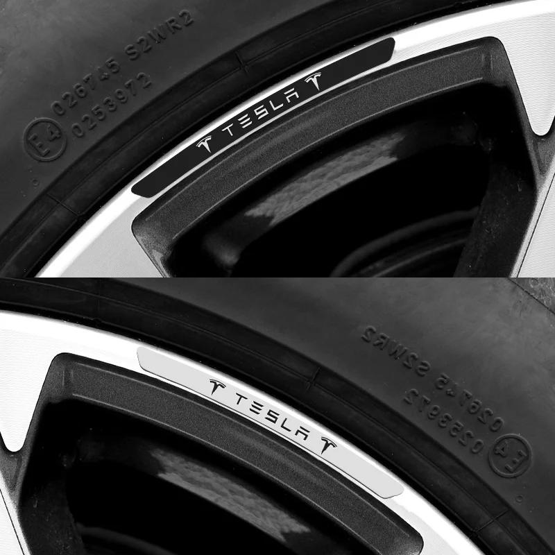 Autoaufkleber 2025 Heiß 4 Stück 3D Logo Auto Radnabe Felge Abzeichen Emblem Aufkleber für Tesla Model 3 Model S Model Y X Roadster Auto