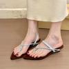 2025 New Summer Women's Cross-Strap Open Toe Flip Flop Sandals Pointed Thong Beach Slippers Casual Sole Shoes Fashion Sandals