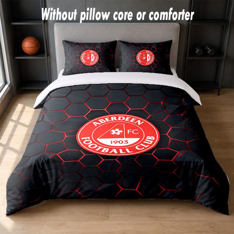 Set Biancheria da Letto Design Aberdeen FC 1 Copripiumino + 2 Federe Morbido Traspirante Biancheria da Letto per la Casa