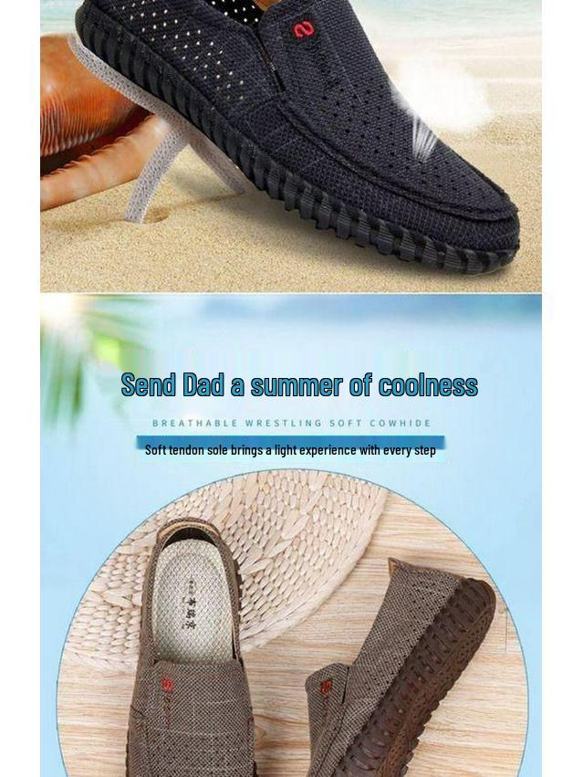 Men's Plus Size Breathable Slip-On Mesh Shoes with Non-Slip Sole