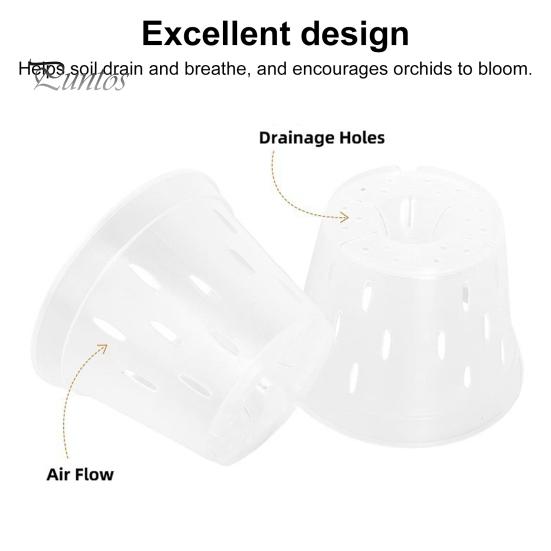 Clear Orchid Pot Reusable Orchid Flowerpot with Holes Plastic Ventilated Planter for Repotting Growing Indoor Outdoor Orchids
