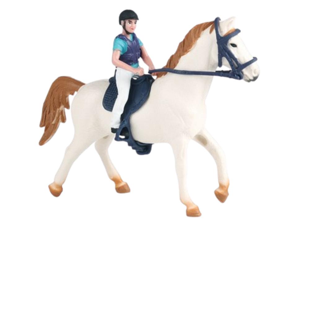 Farm Animal Rider and Horse Figurine Equestrian Rider Farm Animal Model Home Decoration Style D