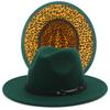 Fashion leopard print belt flat brim top hat autumn and winter British men and women double-sided color matching ethnic style jazz hat Wish