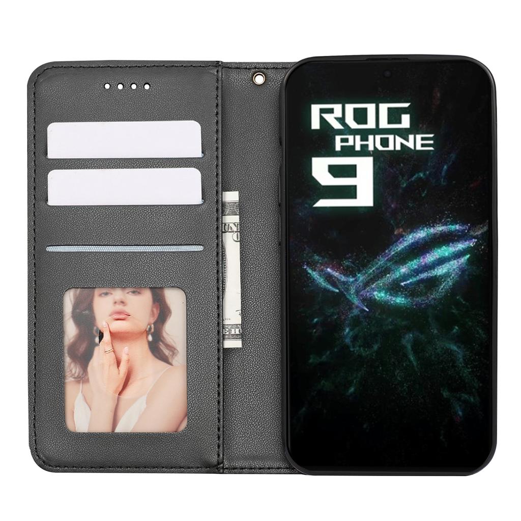 For Asus ROG Phone 9 5G Wallet Phone Case Strong Magnetic Checkered Pattern Imprint Leather Flip Cover