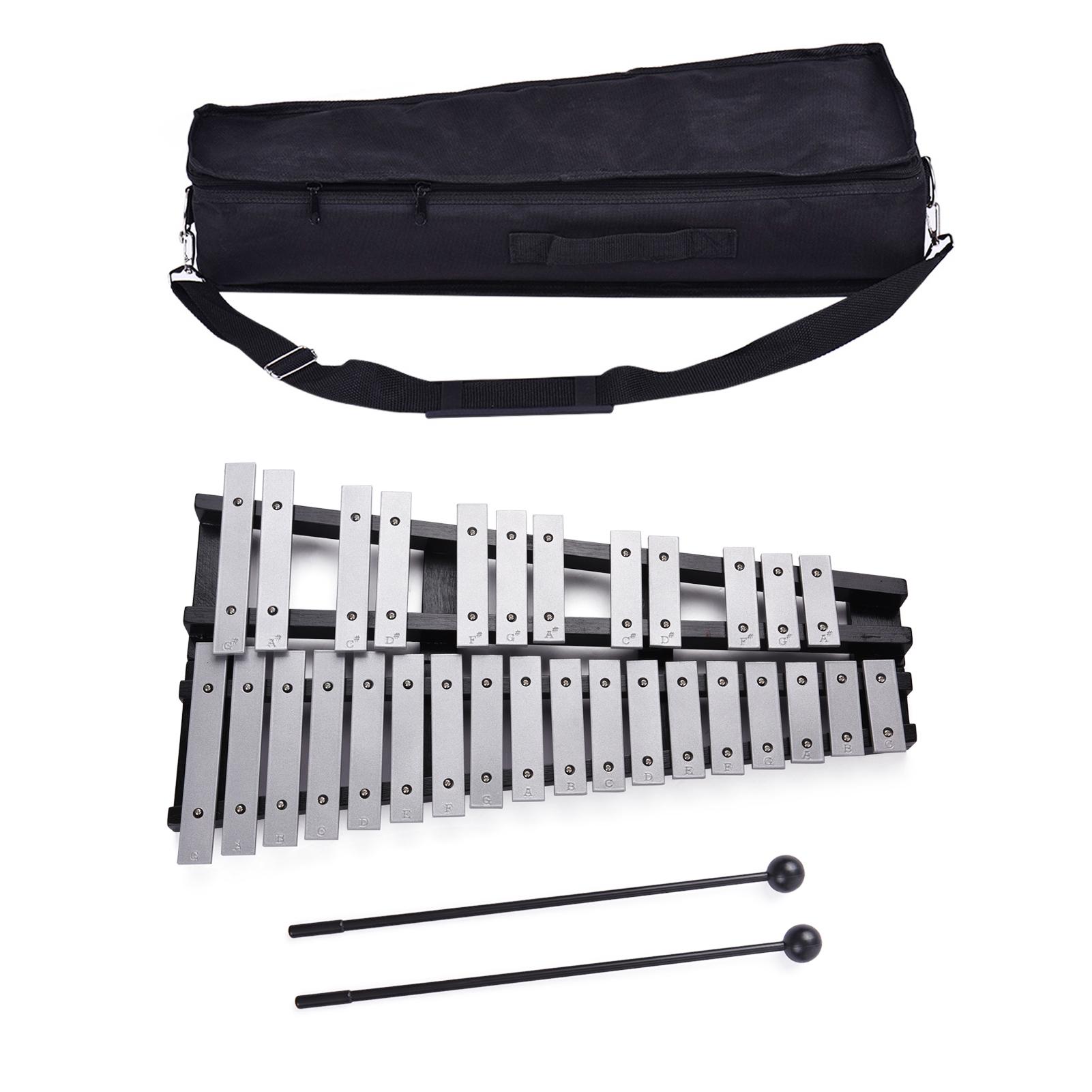 Foldable 30 Note Glockenspiel Xylophone Wooden Frame Aluminum Bars Educational Percussion Musical Instrument Gift белый