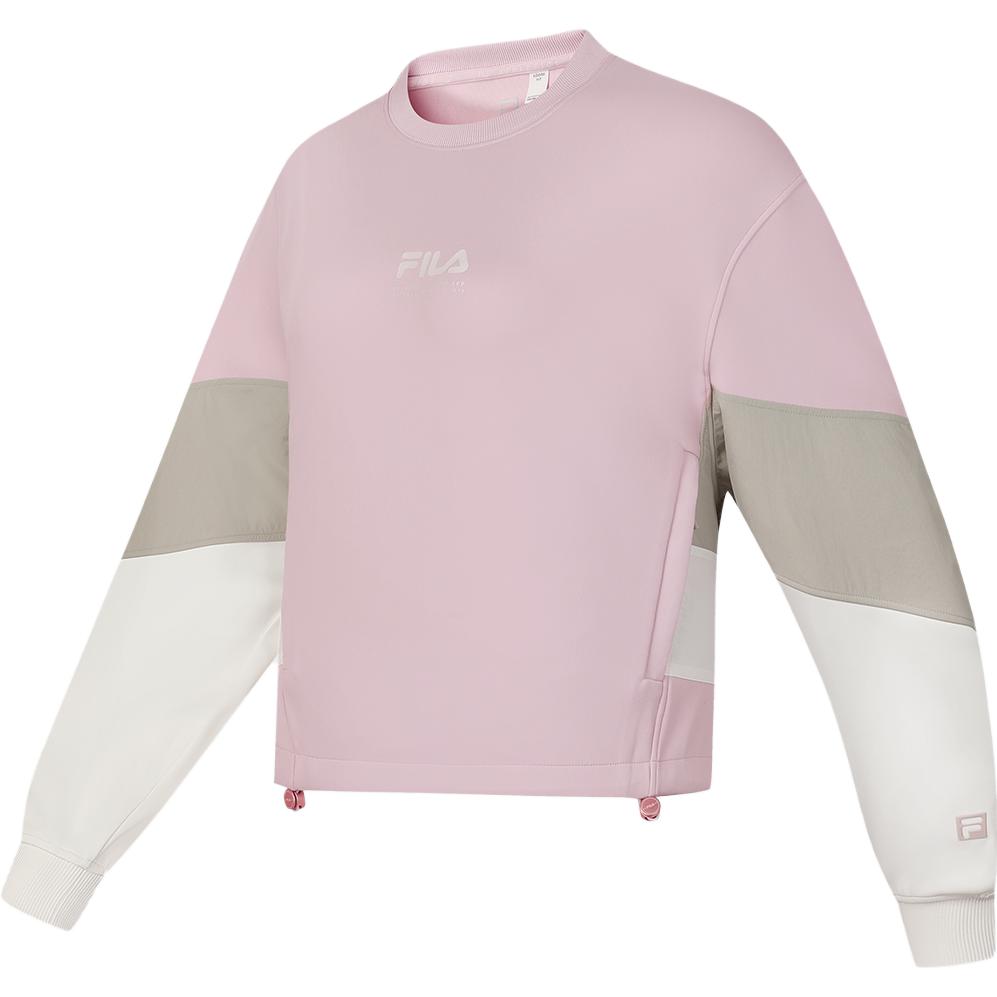 FILA 2023 Autumn New American Style Knitted Pullover Outdoor Sports Color Block Sweatshirt Women Sweatshirt Red Pink A11W337203F-PK
