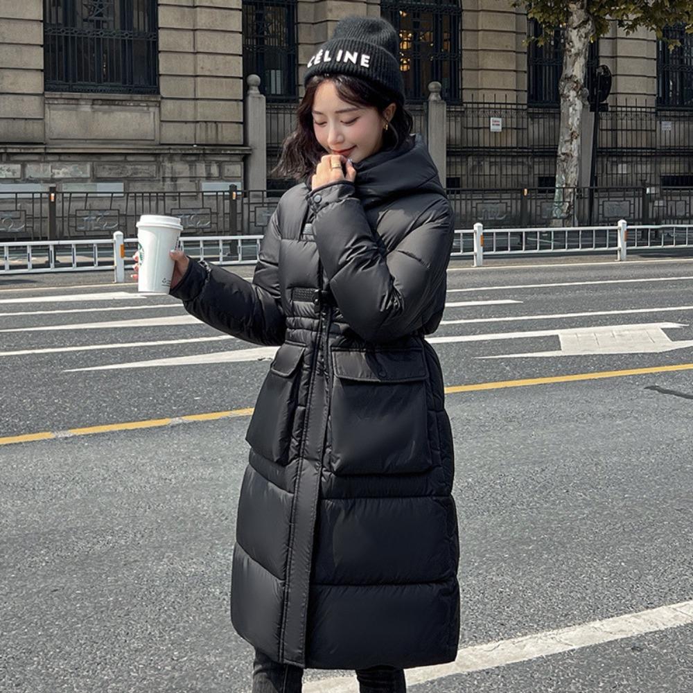 

Lazy Down Cotton Clothes Women s Medium and Long Over the Knee Fashion Foreign Style New Winter Women s Coat L чёрный