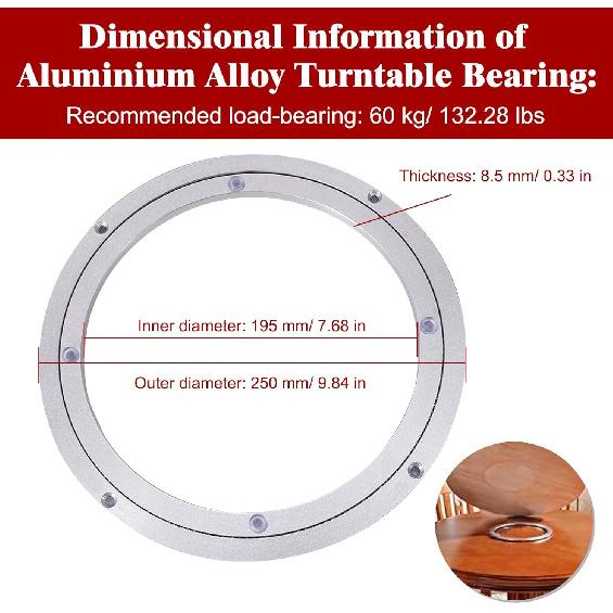 Aluminum Alloy Turntable Bearing 10" Heavy Duty Swivel Turntable Lazy Susan Rotating Bearing Turntable Round Dining Table Swivel Plate for