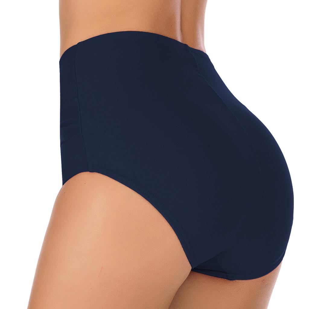 Plus Size Women’s Sexy High-Waisted Triangle Bikini Bottoms, Solid Color Slim-Fit Quick-Dry Swimwear for Beach