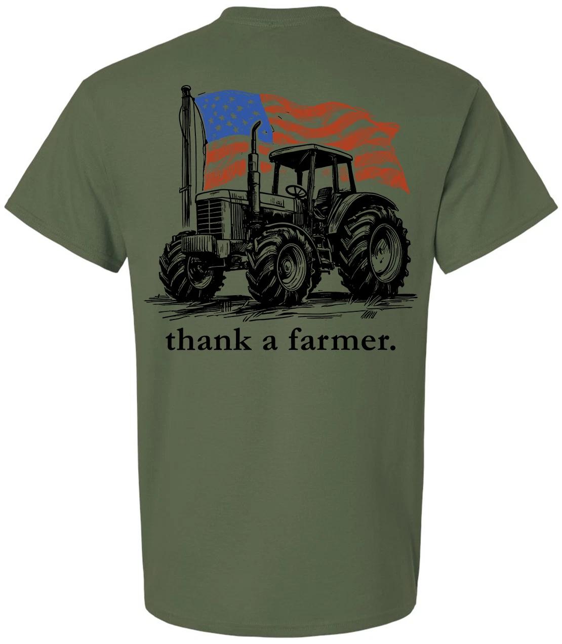 Trenz Shirt Company Men s Graphic T-Shirt - Thank A Farmer, American Flag & L