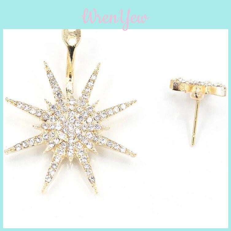 Trendy Alloy Star Shaped Earrings Fashionable Rhinestone Studs 2022 Spring Style