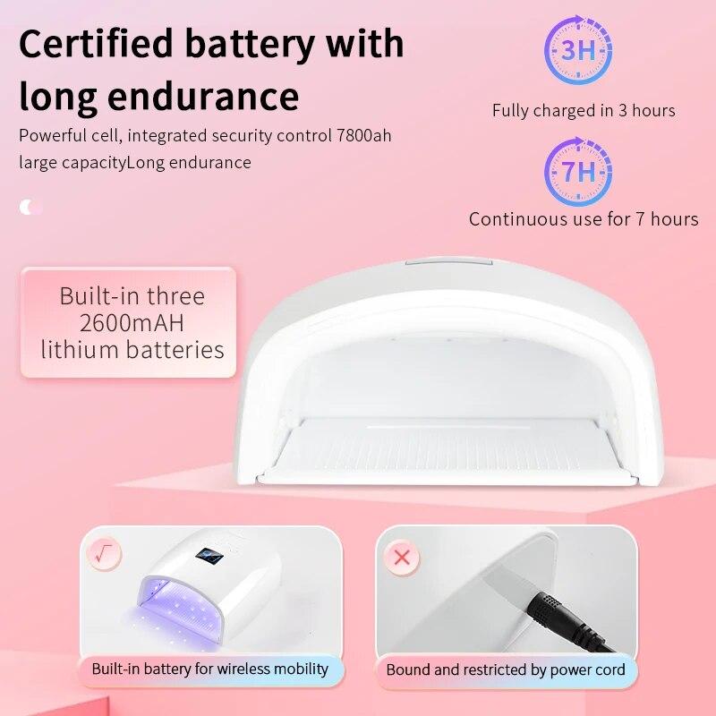 Wiederaufladbare UV-LED-Nagellampe, 66 W, kabelloser Nageltrockner für Gelpolitur, professionelle Nailart-Maniküre-Tools für zu Hause und den Salon
