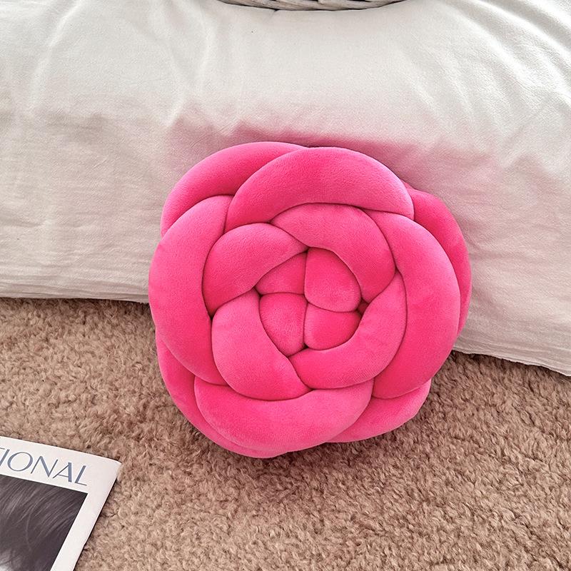 

Fluffy Braided Pillow for Sofa and Window Seat, Nordic Ins Rose Pattern Backrest Cushion with Plush Cover Nordic Ins Style 23X23X10CM розовый