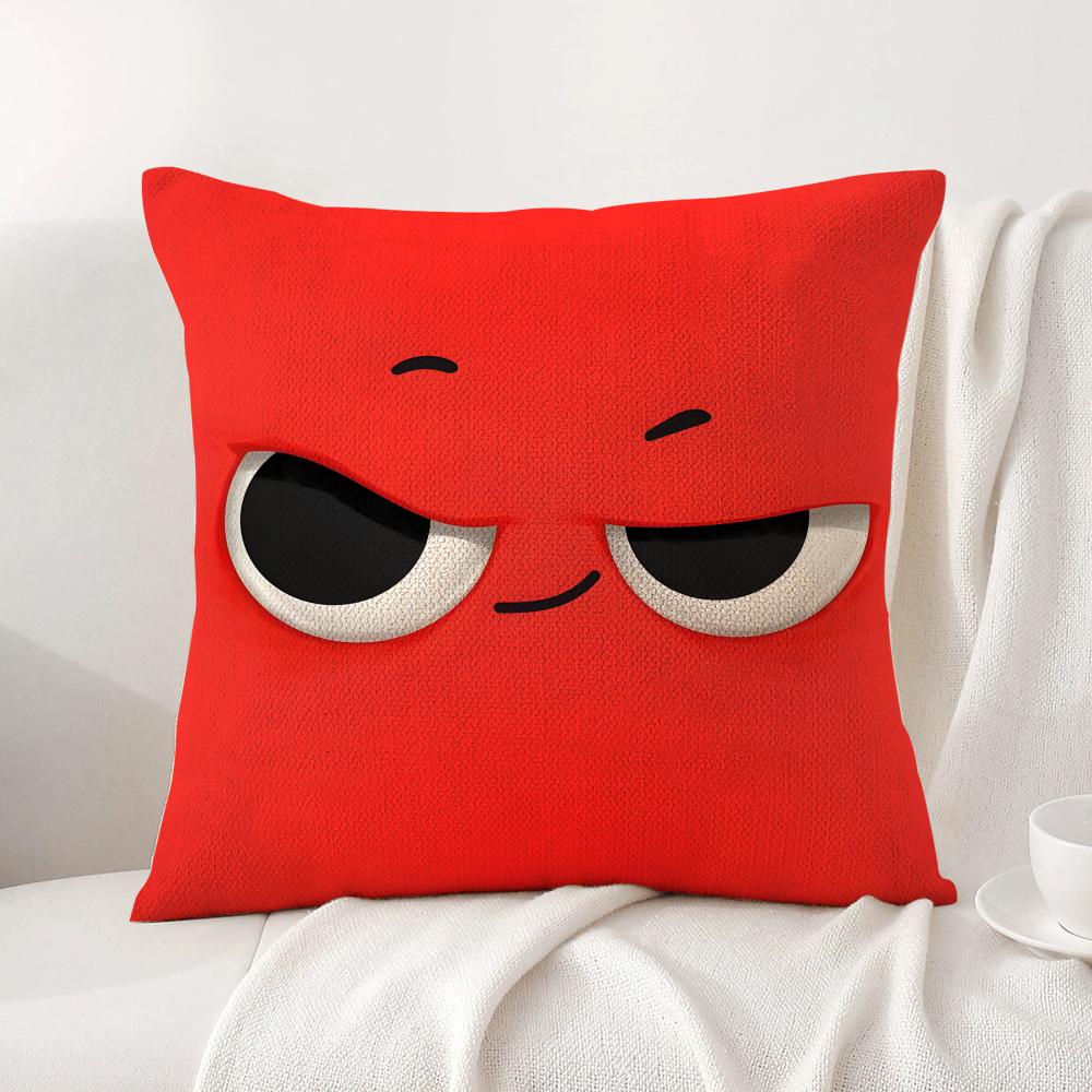 Funny Emoji Cushion Cover Summer Coolness Linen Fabric Double-Sided Printing Pillow Case Sofa Home Decor Gift
