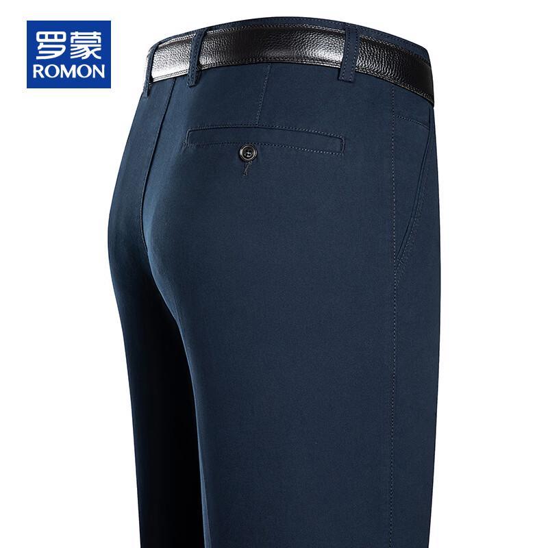 ROMON Men's 100% Cotton Casual Straight-Leg Trousers