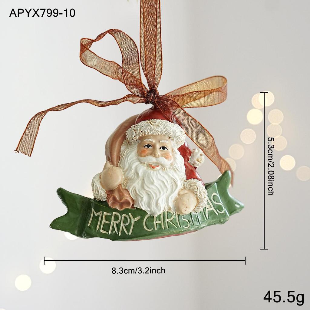 Colorful Retro 3D Resin Bell Pendant for Christmas Tree Decoration