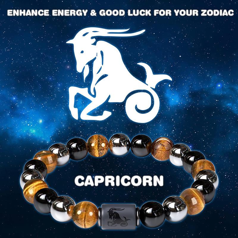 Twelve Constellations Bracelet: Hematite & Tiger Eye Beaded Men's Bracelet