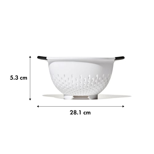 OXO 3-Quarter Plastic Colander with Legs, White, with Efficient Draining Design