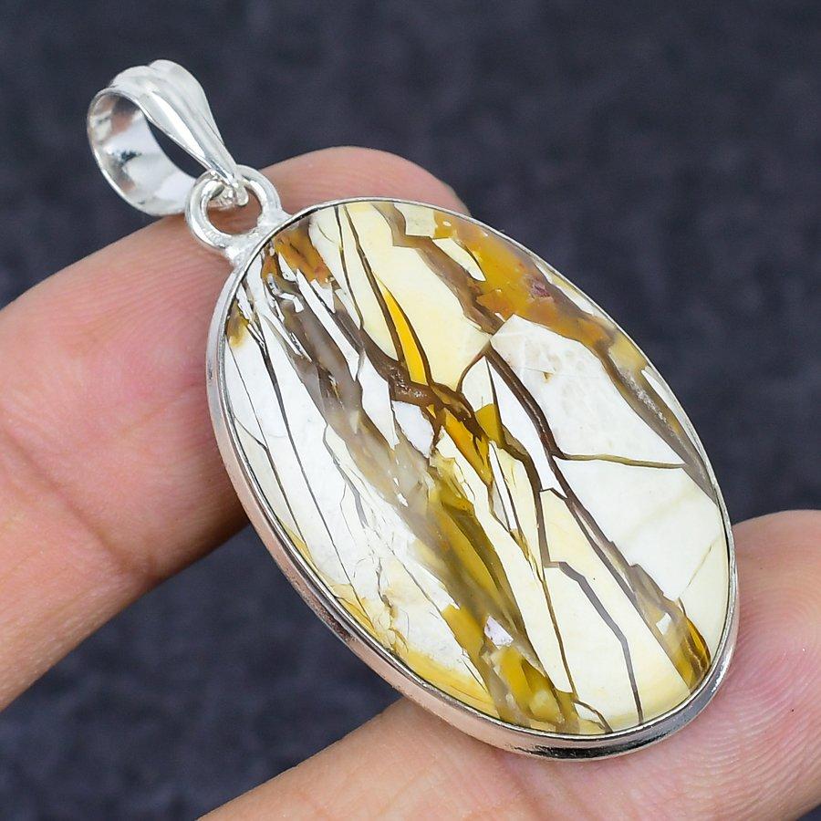 Brecciated Mookaite Gemstone Handmade 925 Sterling Silver Pendant 2.05" G7A41