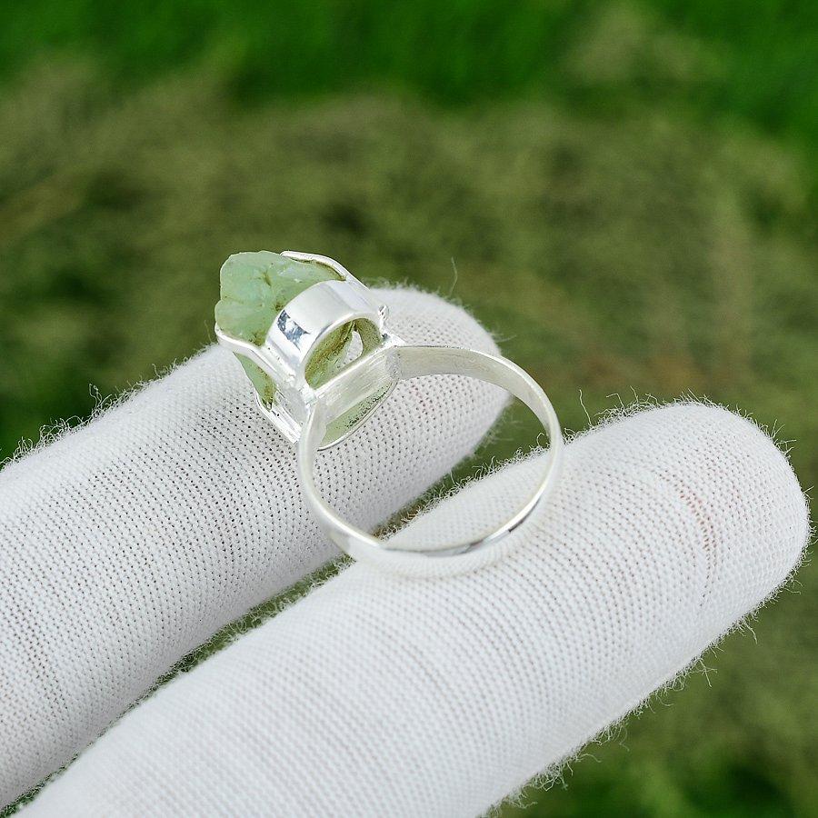 Natural Apatite Rough Gemstone 925 Silver Promise Ring Size 8.75 For Girls