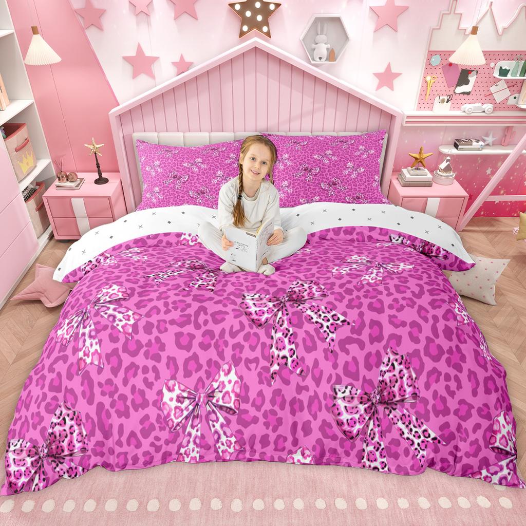 Comforter Homewish Girls Bow Knot Princess Style Comforter Set Cute Kawaii Ribbon Bed Set