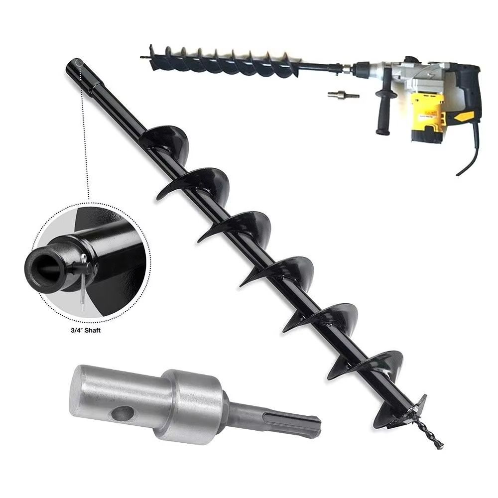 4 PCS Carbon Steel Drill Bit Adapter 2 Pits 2 Slots Auger Adapter Chuck Earth Auger Adapter  Garage