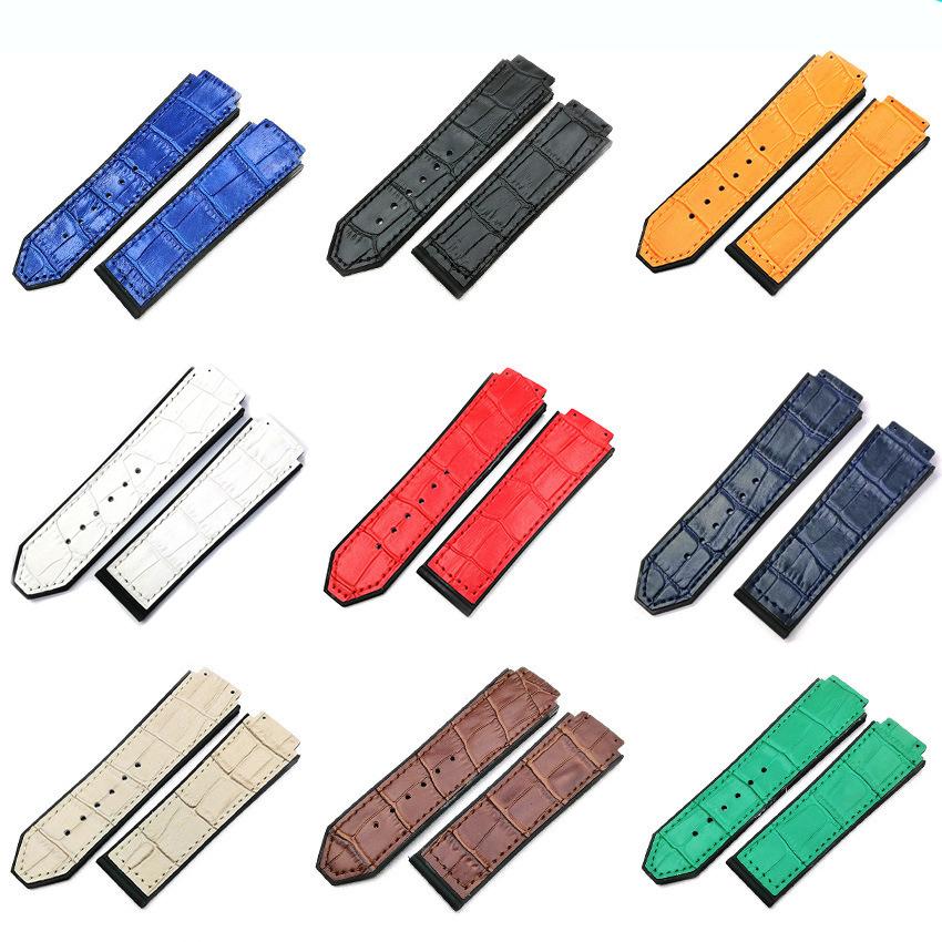 Genuine leather Watch Strap For HUBLOT Big Bang Series Bottom silicone Watch Bracelet 25mm-19mm Men's Accessories