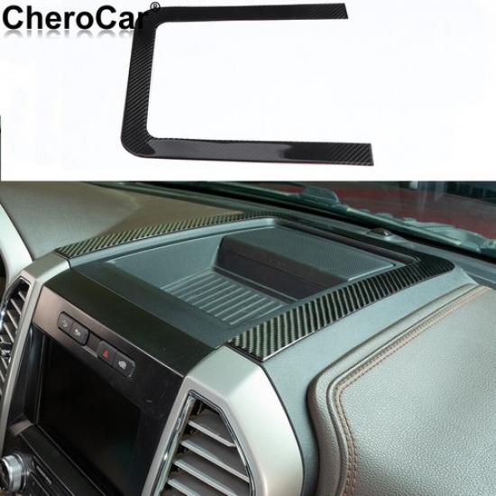 Center Console Storage Box Trim Cover for 15-20 For Ford F150 Soft Carbon Fiber