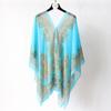 Women Summer Beach Bikini Cover Up Loose Chiffon Blouse Shawl Scarf with Buttons