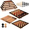 Brangdy 3-in-1 Wooden Chess & Board Game Set