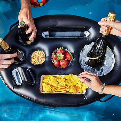 Piscina Flutuante Mesa de Cerveja Mesa Refrigeradora Bandeja de Bar Inflável Suporte para Copos Almofada para Telefone Colchão de Piscina Suporte para Comida e Bebida