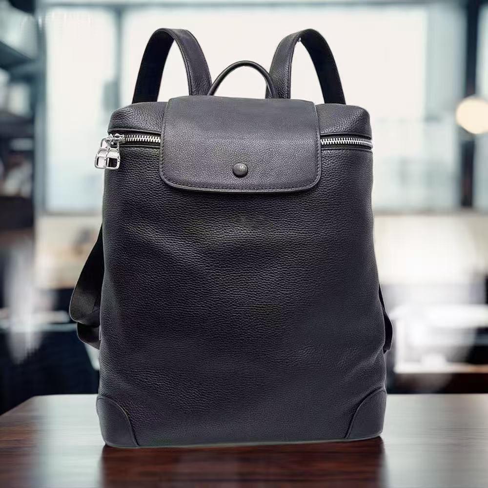 Women'S Backpack Leather Black First Layer Cowhide Backpack Versatile High-End Women'S Bag Bucket Women'S Bag