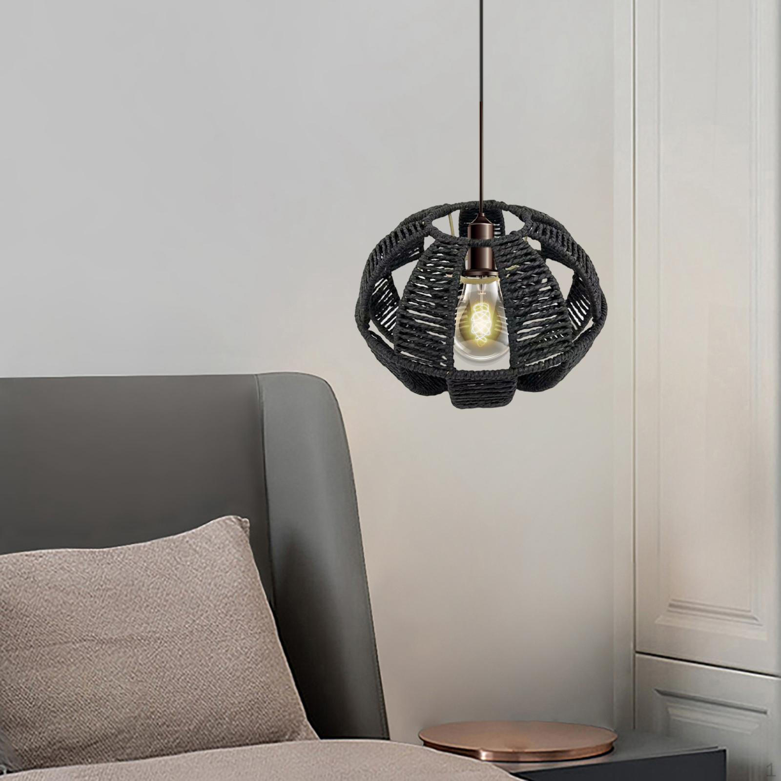 Ручная работа Плетеный веревочный абажур Подвесной фонарь Украшение Ручная работа Покрытие для люстры Потолок