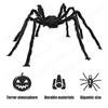 Halloween Spider Props Decoration 50'' Giant Scary Spider+200'' Triangular Giant Spider Web for Halloween Yard Lawn Party Decor