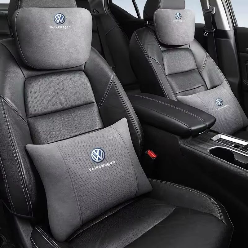 2026 Hete Voor VW VOLKSWAGEN Suède Auto Binnen Hoofdsteun Neksteun Kussen met Riem voor Volkswagen Passat Santana Touareg Tiguan