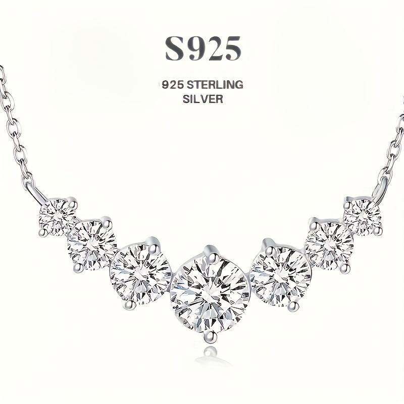 S silver pendant necklace with moissanite, stylish and elegant, suitable for engagement, wedding, anniversary, and Mother's Day celebrations