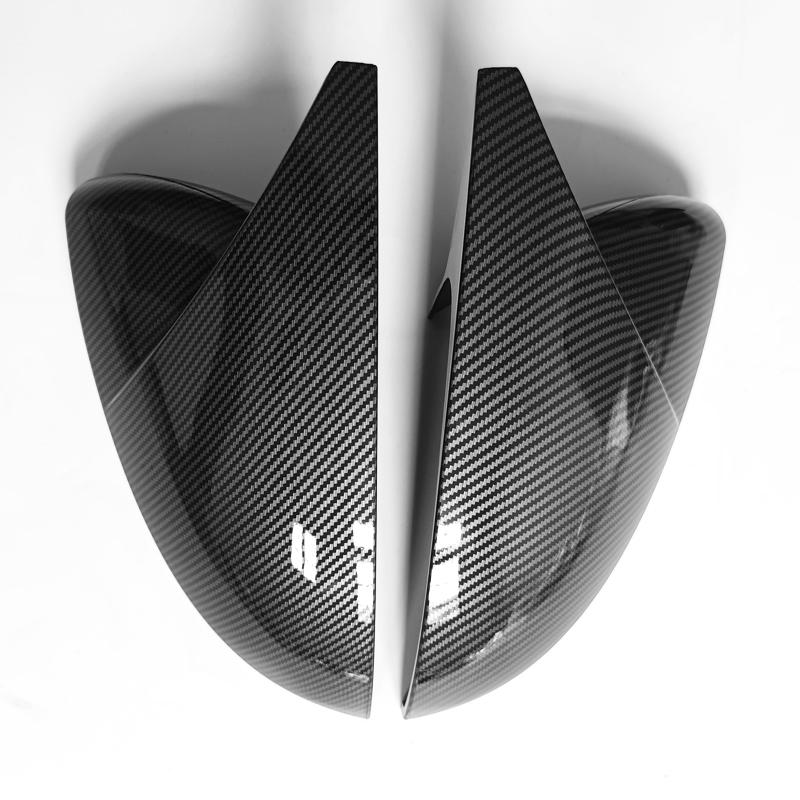 For Volkswagen Golf MK7/7.5 2014- Car Side with Horn Rearview Mirror Cover Trim,black Carbon Fiber Turn Signal Mirror
