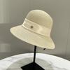 Small Fragrant Straw Hat Elegant Women'S M Standard Pearl Dome Top Hat French Light Cooked Bucket Hat Sun Protection Wide Brim Straw Hat