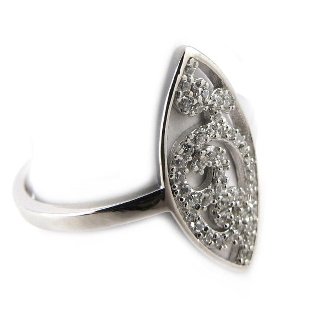 Silver Ring 'Sissi' Silvery White (rhodium) - 20x9 Mm