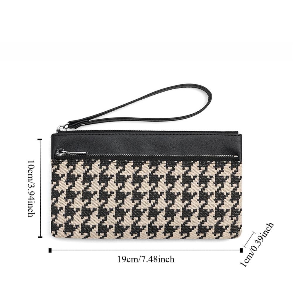 Coin Pocket Retro Houndstooth Handbag Korean Style Women Long Purse Zipper Clutch Wallet  Women