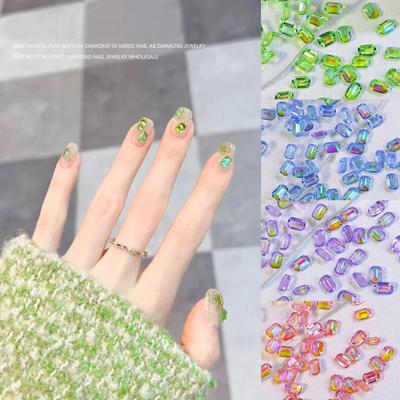 100Pcs Nail Art Cute Three-Dimensional Colored Candy Shape Resin Diamond Aurora Pointed Bottom Long Octagonal Nail Rhinestones