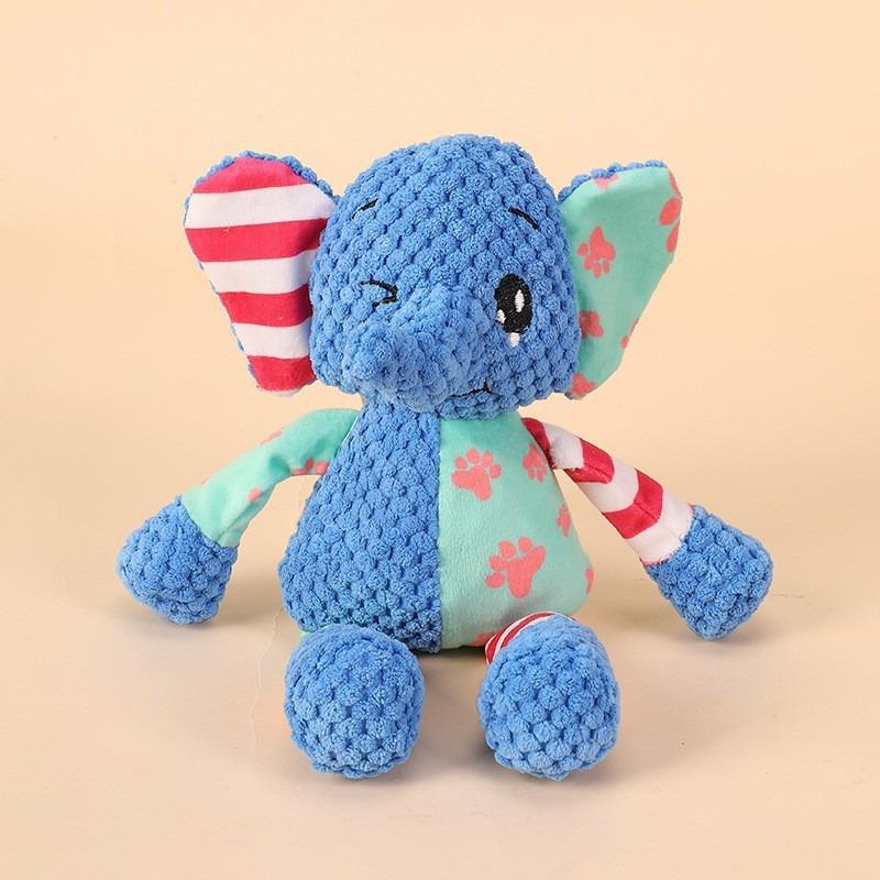 

Dog Chew Toy Cute Animals Bite Resistant Interactive Squeaky Puppy Toy Teeth Cleaning Pet Plush Toy Pet Supplies Elephant