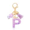 Diy AZ dopisy Keychain Kovový držák Přívěsek na klíče Ženy Auto Keychain Jednoduchý dopis Jméno Key Party Dárek Šperky