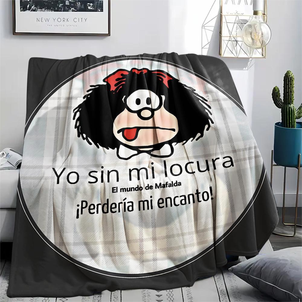 1pz Coperta in Flanella con Stampa Mafalda, Alta Qualità per Tutte le Stagioni, Arredamento per la Casa, Calore e Comfort, Perfetta per Regali di Natale