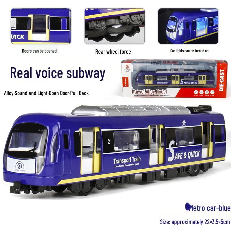 

Модель поезда метро Kaiwei из сплава со звуком и светом, магнитной силой, соединительной штангой, инерционным/дистанционным управлением