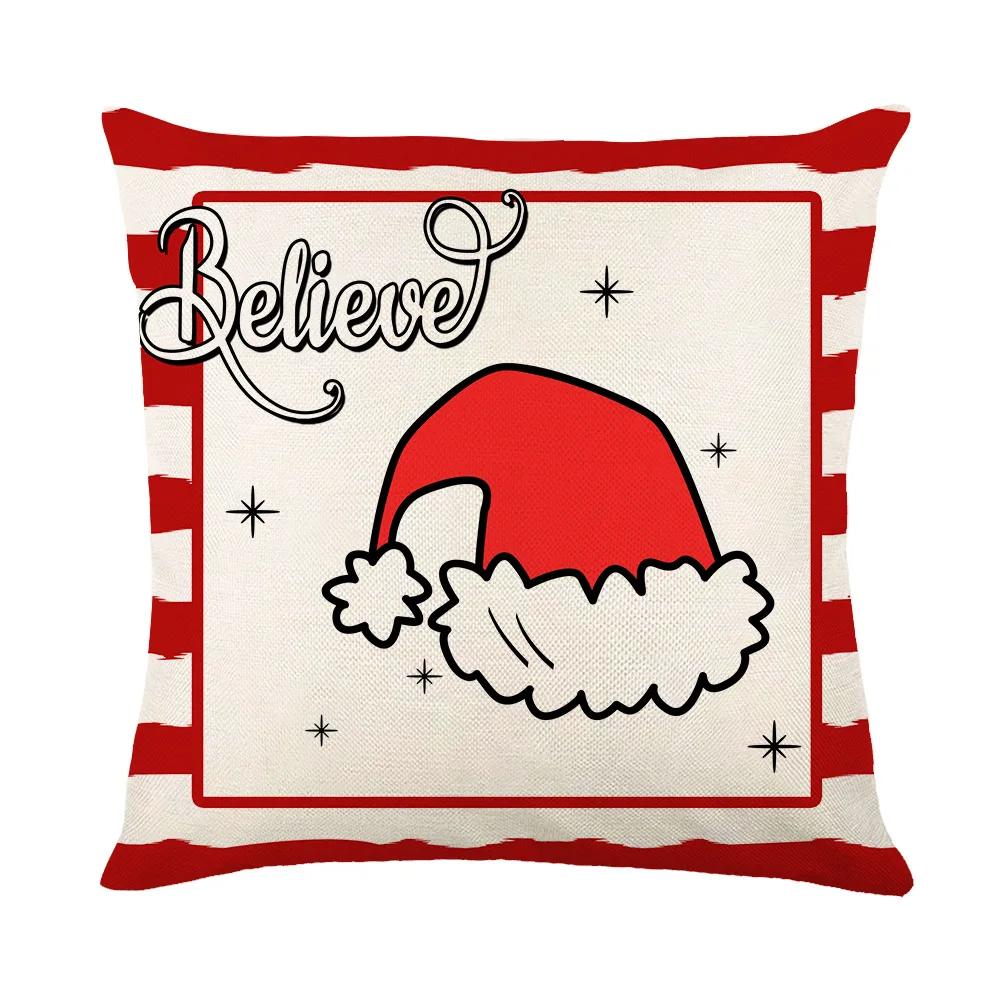 24 Year New Christmas Theme Home Linen Printed Pillow Cover, Holiday Car Pillow, Sofa Pillow, Cushion